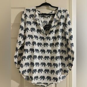 Elephant print blouse.